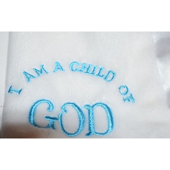 Wee Believers Lamb I am a Child of God Lovey Sheep Blue Security Blanket Satin - Picture 3 of 8